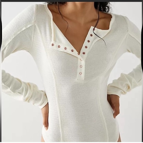Free people intimately cream Sloan bodysuit long sleeve thumb size small - Picture 1 of 14